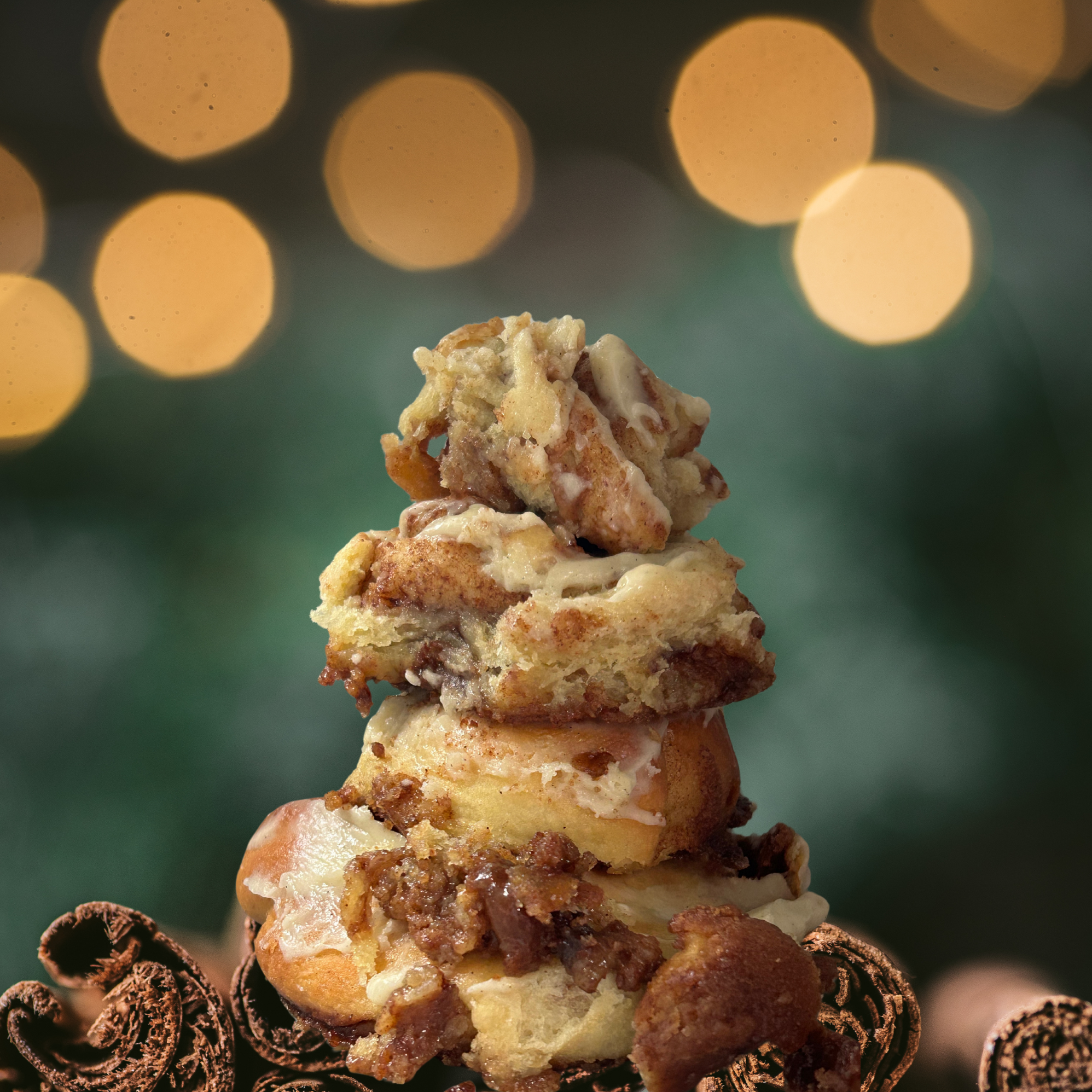 stacked cinnamon rolls